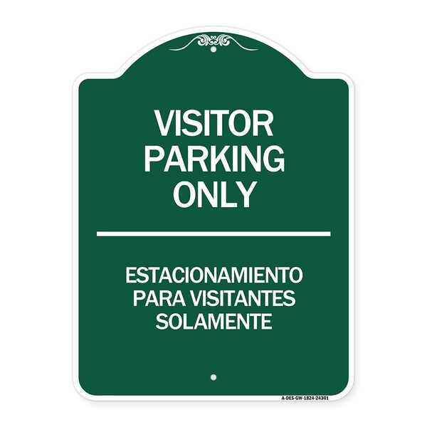 Bilingual Reserved Parking Visitor Parking Only Estacionamiento Para Visitantes, A-DES-GW-1824-24301